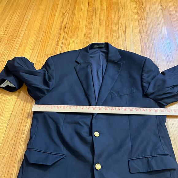 Lauren Ralph Lauren Blazer Mens 42R Navy Blue Wool Gold Button Jacket Coat - Picture 8 of 11